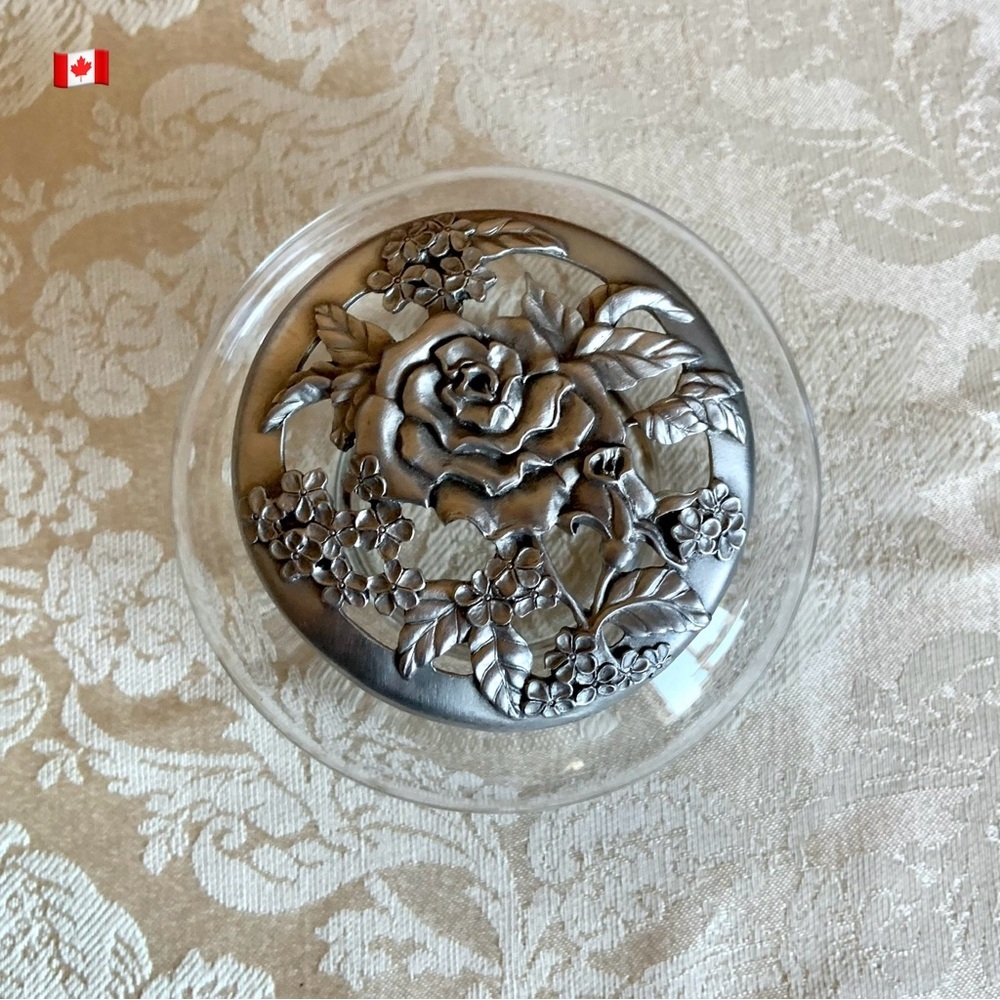 Vintage Seagull Pewter floral trinket dish 🇨🇦